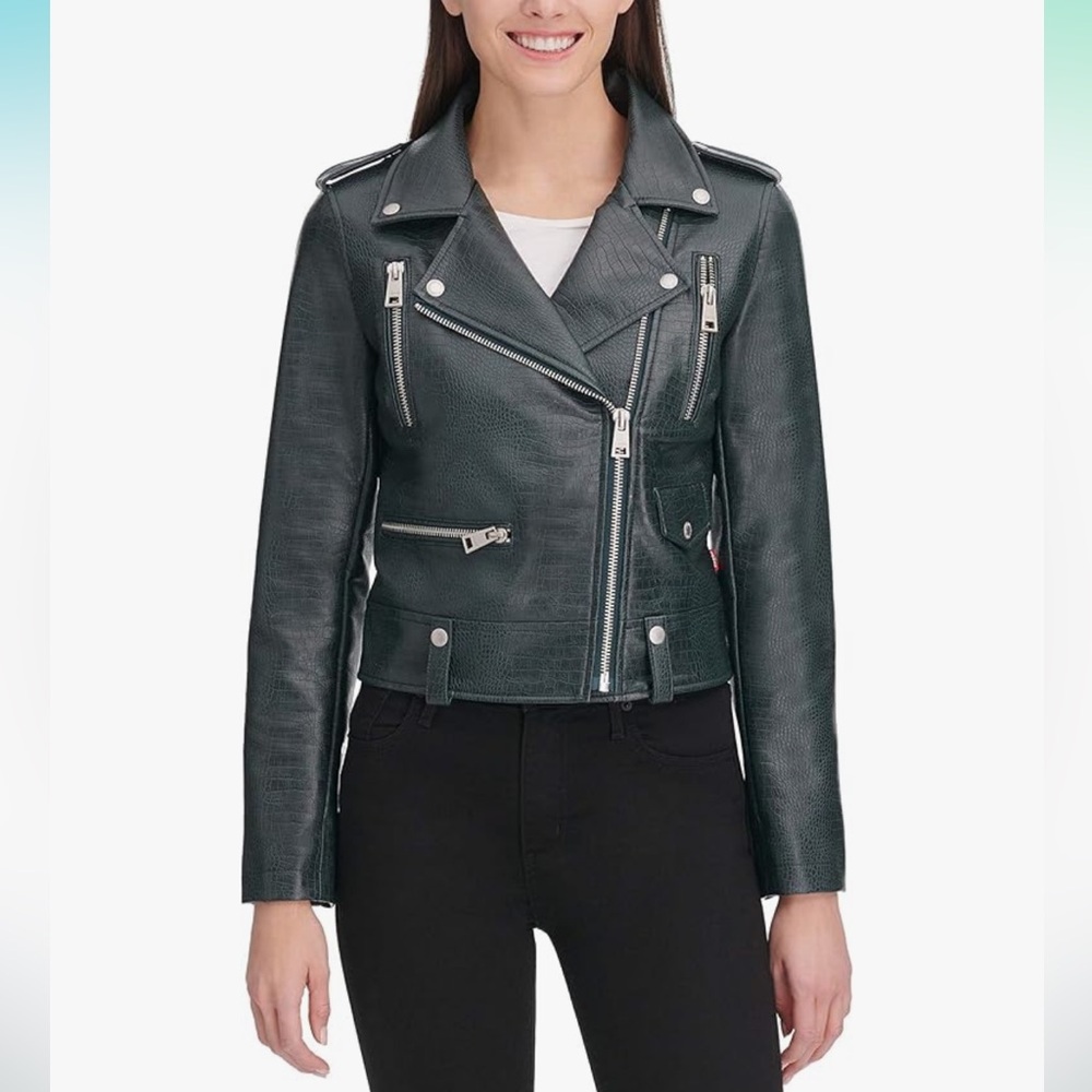 2X Levi's Women's Cropped Faux Leather Motorcycle Jacket